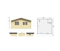 Topgarden Gartenhaus VALENTIN ISO PLUS; 598 x 598 cm; 44 mm Doppelnut; ohne Boden