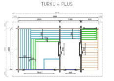 Saunahaus TURKU 4 PLUS 405 x228 cm; 40mm Doppelnut; inkl. Terrasse; inkl. Boden
