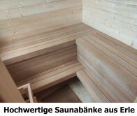 Saunahaus TURKU 4 PLUS 405 x228 cm; 40mm Doppelnut; inkl. Terrasse; inkl. Boden