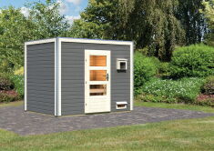 Karibu Saunahaus TOPGARDEN 7 / THEO / terragrau / mit 9KW...