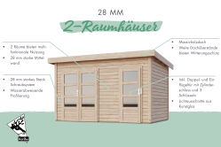 Gartenhaus TINTRUP 364x244 cm, 28mm, naturbelassen