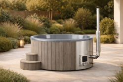 Hot Tub DeLux GRAU gestrichen / GFK - Einsatz grau / V2A...
