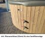 Hot Tube DeLux GRAU gestrichen / GFK - Einsatz grau / V2A Ofen inkl. LED, Whirlpool und mit Premium Leder Deckel, ø 200 cm, mit integriertem Aussenofen, Thermoholz beplankt und gestrichen in grau