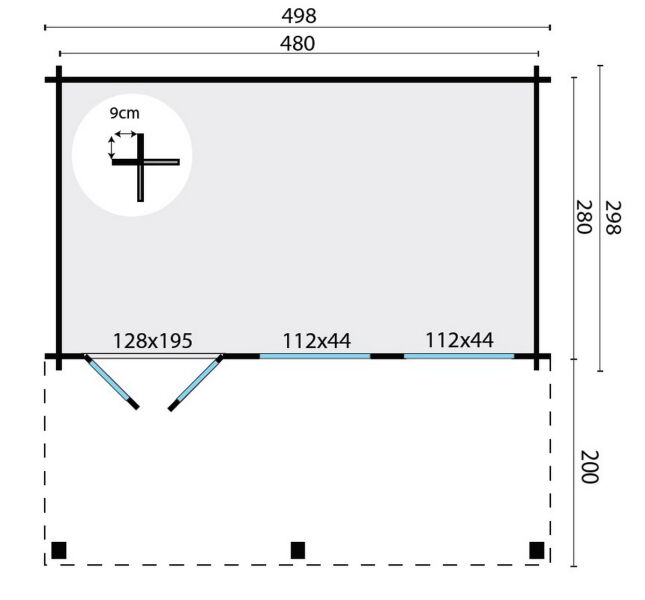 Tuindeco Gartenhaus ETTEN LEUR 498 x 298 cm; 28 mm; großes Vordach; ohne Boden