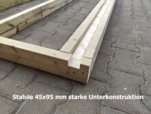 Saunahaus HALMAR 4 PLUS ISO 405 x228 cm; 70mm Doppelnut; inkl. Terrasse; inkl. Boden