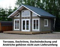 Saunahaus Ferienhaus FELLIN 570 x350 cm, 70mm Doppelnut,...