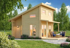 Saunahaus Ferienhaus SAARE 430 x460 cm, 70mm Doppelnut,...