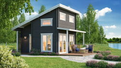 Saunahaus Ferienhaus SAARE 430 x460 cm, 70mm Doppelnut,...