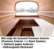 Saunafass BUS Quadratisch Modell Fichte Natur 250 x 219 cm "Interior Premium" inkl. Dachschindeln schwarz, Bausatz, Fichte