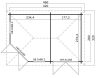Gartenhaus PFALZ 5-Eck 420x280 cm Sockelmass; 2-Raum Haus; 28mm Blockbohlen; ohne Boden; LICHT-GRAU lackiert
