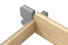 Gartenhaus PFALZ 5-Eck 420x280 cm Sockelmass; 2-Raum Haus; 28mm Blockbohlen; ohne Boden; LICHT-GRAU lackiert