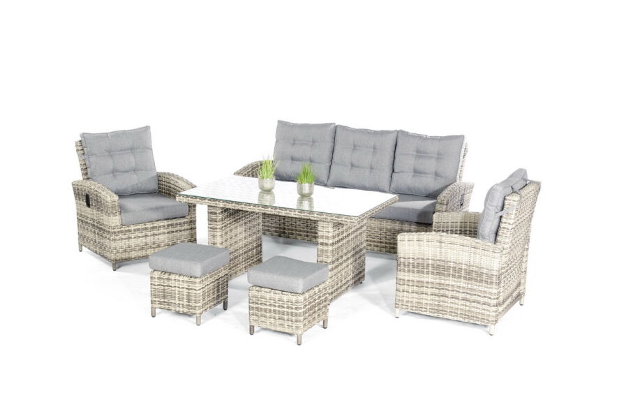 Lounge Dining Set Diva vintage-taupe Alu/Kunststoffgeflecht inkl. Kissen