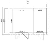 Gartenhaus LINDA28 440x300 cm (L); 28 mm; 2 Räume;...