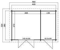 Gartenhaus LINDA40, 440x300 cm (L); 40 mm Doppelnut; 2...