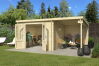 Gartenhaus KANSAS 312x501 cm (L); 40 mm Doppelnut; ohne Boden; 200 cm Schleppdach; VERKEHRS-GRAU lackiert