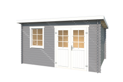 Gartenhaus ADLINA 40 , 40 mm; 390×300 cm; ohne Fußboden, VERKEHRS-GRAU lackiert