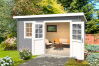 Gartenhaus ADLINA 40 , 40 mm; 390×300 cm; ohne Fußboden, VERKEHRS-GRAU lackiert