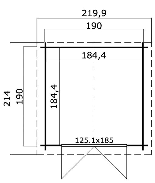 Gartenhaus MORAVA A 250x250 cm, inkl. Dachpappe, ohne Boden, VERKEHRS-GRAU lackiert