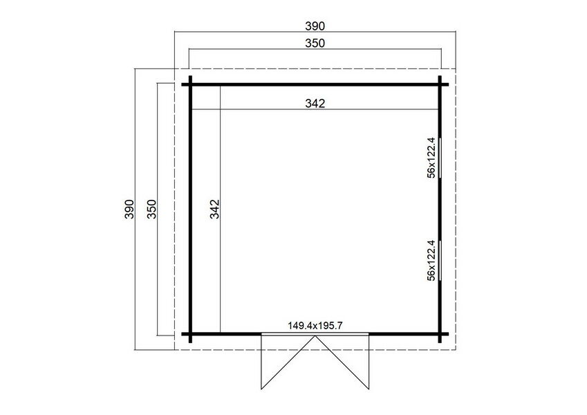 Gartenhaus FABIAN 370 x 370 cm (L); 40 mm Doppelnut; inklusive Boden; ISO Verglasung; VERKHERS-GRAU lackiert