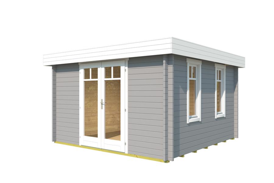 Gartenhaus FABIAN 370 x 370 cm (L); 40 mm Doppelnut; inklusive Boden; ISO Verglasung; VERKHERS-GRAU lackiert