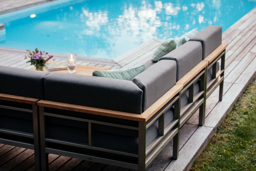 Diamond Garden Gomera Lounge Ottomane quadratisch Edelstahl-304