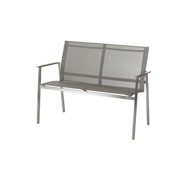 Diamond Garden Monaco 2er Bank Edelstahl-304/Textilene Braun-Tricolor / Armlehne Teak