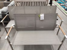 Diamond Garden Monaco 2er Bank Edelstahl-304/Textilene Braun-Tricolor / Armlehne Teak