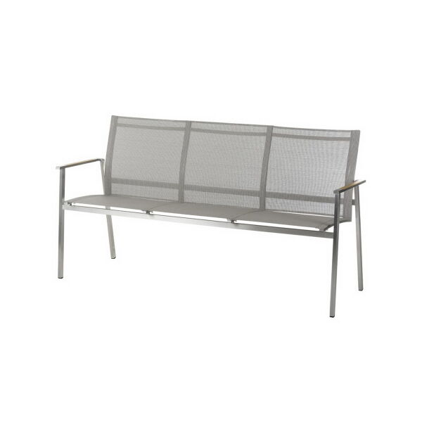 Diamond Garden Monaco 3er Bank Edelstahl-304/Textilene Braun-Tricolor / Armlehne Teak