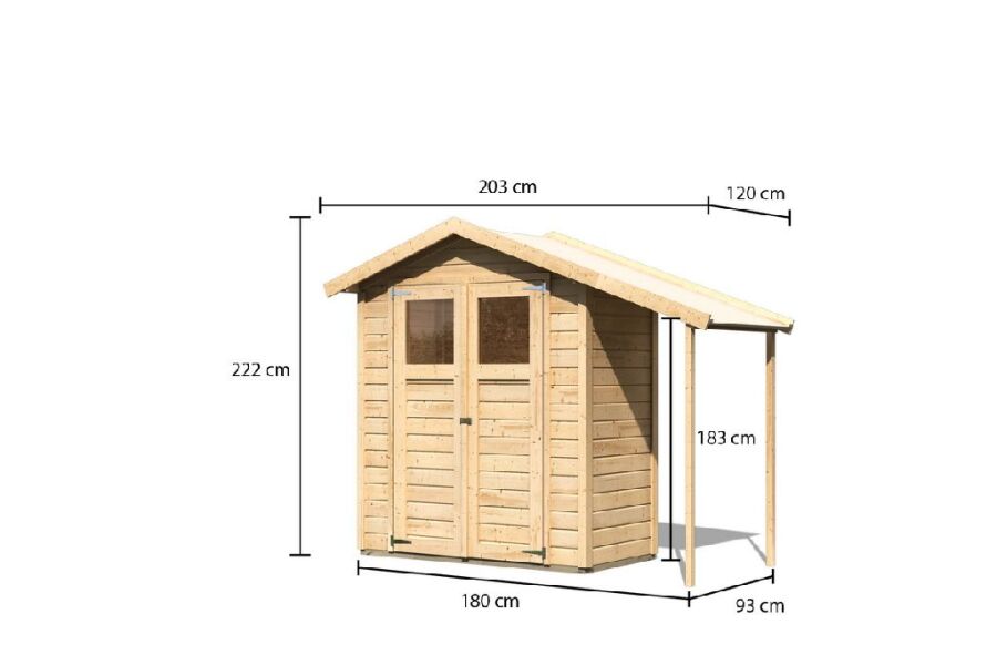 Karibu Gartenhaus DANA naturbelassen 14mm Wändstärke