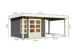 Karibu Gartenhaus KASTORF 6 im Set mit Anbaudach 3,2 m...