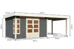 Karibu Gartenhaus KASTORF 7 im Set mit Anbaudach 3,2 m...
