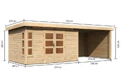 Karibu Gartenhaus KASTORF 7 im Set mit Anbaudach 3,2 m...