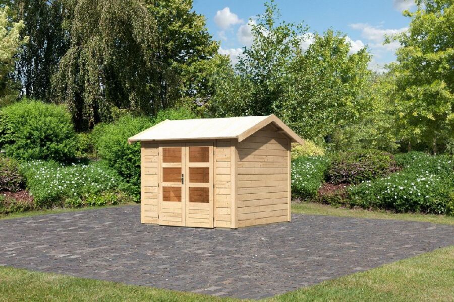 Karibu Gartenhaus THERES 3 naturbelassen 28mm Wandstärke