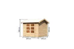 Karibu Gartenhaus THERES 3 naturbelassen 28mm...