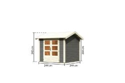 Karibu Gartenhaus THERES 3 terragrau 28mm Wandstärke