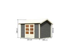 Karibu Gartenhaus THERES 7 terragrau 28mm Wandstärke