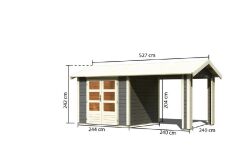 Karibu Gartenhaus THERES 3 im Set mit 1 Dachausbauelement...