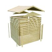 Karibu Gartenhaus THERES 3 im Set mit 2 Dachausbauelementen naturbelassen 28mm Wandstärke