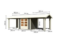 Karibu Gartenhaus THERES 3 im Set mit 2...