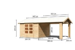 Karibu Gartenhaus THERES 7 im Set mit 1 Dachausbauelement...