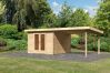 Karibu Gartenhaus RADEBURG 1 im Set 3,3 m Anbaudach naturbelassen 40mm Wandstärke