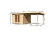 Karibu Gartenhaus RADEBURG 1 im Set 3,3 m Anbaudach naturbelassen 40mm Wandstärke