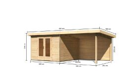 Karibu Gartenhaus RADEBURG 1 im Set 3,3 m Anbaudach und...