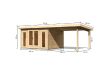 Karibu Gartenhaus RADEBURG 2 im Set 3,3 m Anbaudach naturbelassen 40mm Wandstärke