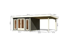 Karibu Gartenhaus RADEBURG 2 im Set 3,3 m Anbaudach...