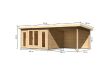 Karibu Gartenhaus RADEBURG 2 im Set 3,3 m Anbaudach und Rückwand naturbelassen 40mm Wandstärke