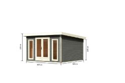 Karibu Gartenhaus RADEBURG 3 terragrau 40mm Wandstärke