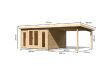 Karibu Gartenhaus RADEBURG 3 im Set 3,3 m Anbaudach naturbelassen 40mm Wandstärke