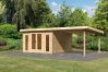 Karibu Gartenhaus RADEBURG 3 im Set 3,3 m Anbaudach naturbelassen 40mm Wandstärke