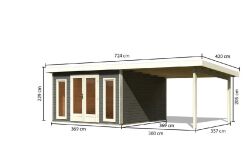 Karibu Gartenhaus RADEBURG 3 im Set 3,3 m Anbaudach...